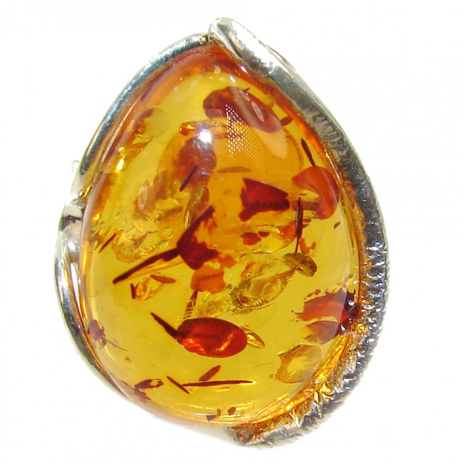 New Concept best quality Baltic Amber .925 Sterling Silver handcrafted Huge Ring s. 8 adjustable
