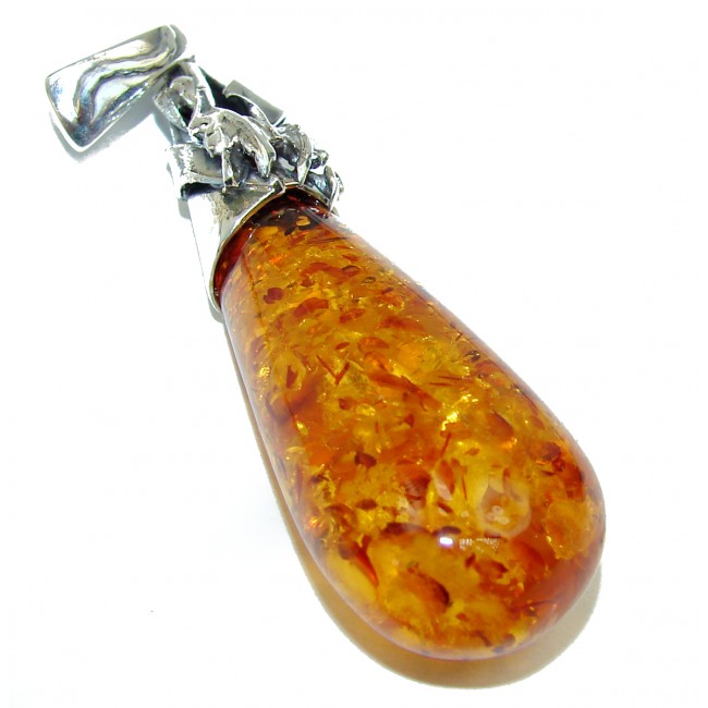 Amazing quality Amber .925 Sterling Silver handmade pendant