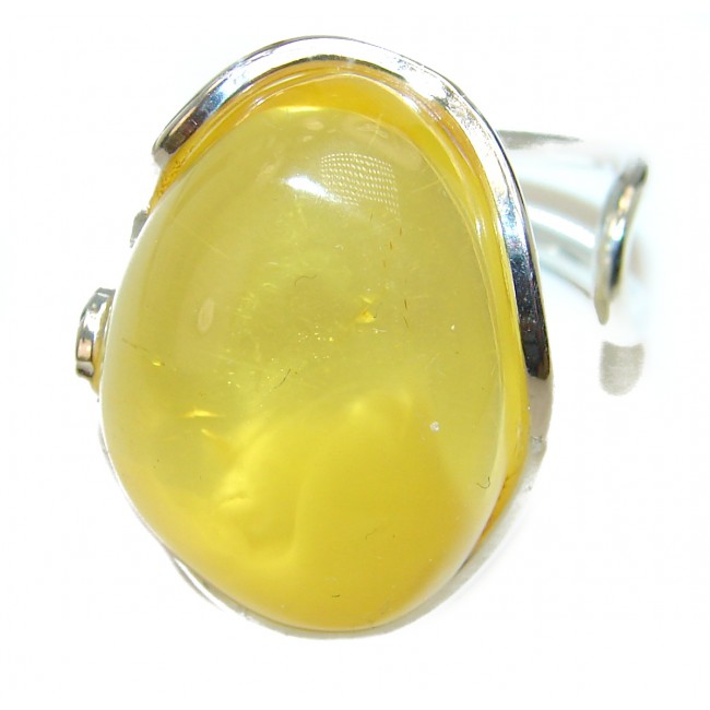 Authentic rare Butterscotch Baltic Amber .925 Sterling Silver handcrafted ring; s. 7 adjustable