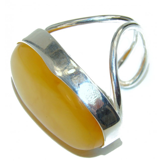 Authentic rare Butterscotch Baltic Amber .925 Sterling Silver handcrafted ring; s. 7 adjustable
