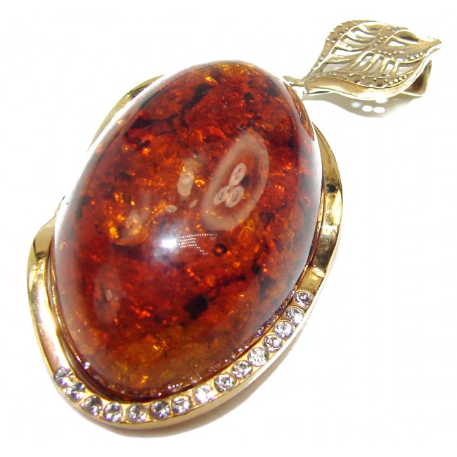 Giant Best quality Baltic Amber .925 Sterling Silver handmade pendant