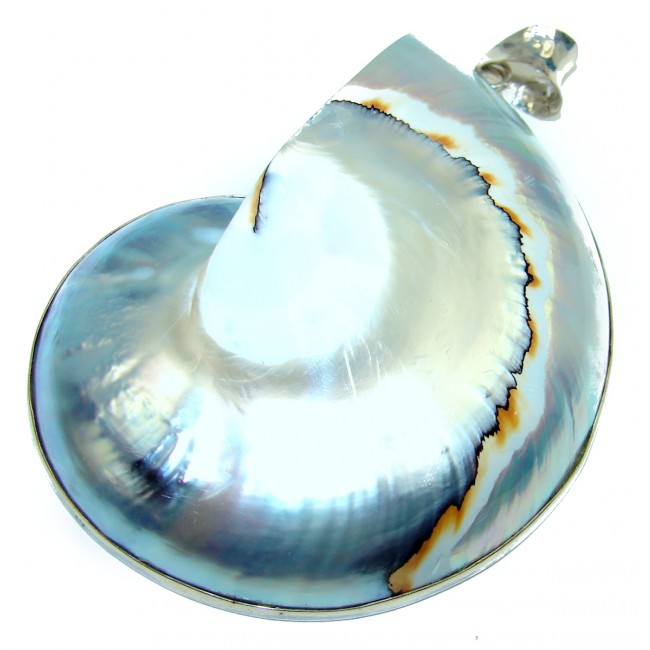 Huge 43.2 grams Ocean Shell .925 Sterling Silver handmade Pendant