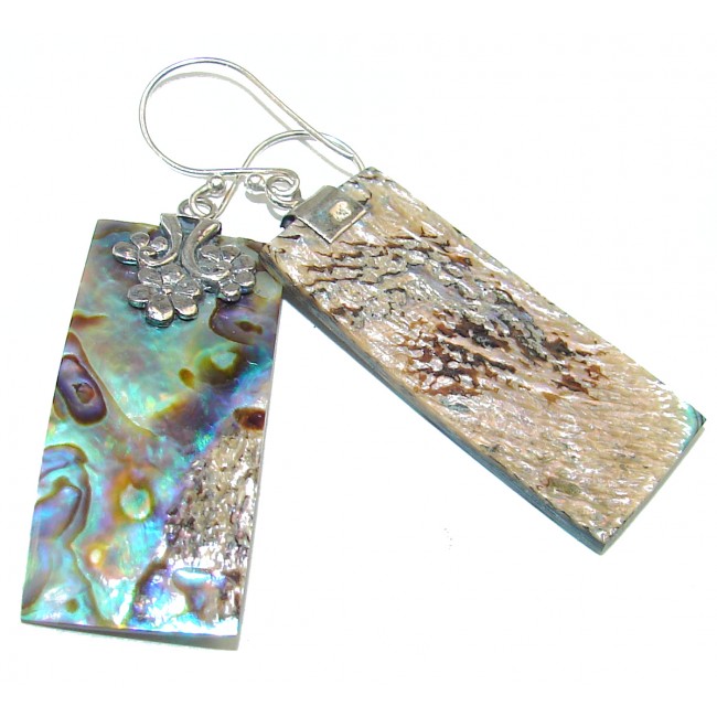 Beauty Diving Rainbow Abalone .925 Sterling Silver earrings