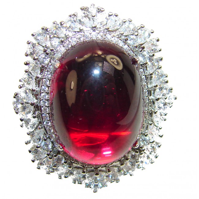 Most incredible Ruby .925 Sterling Silver handmade Cocktail Ring s. 10