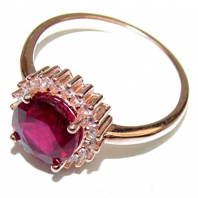 6.5 carat Ruby 14K Rose Gold over .925 Sterling Silver handcrafted Ring s. 8