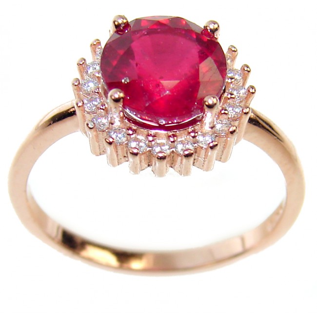 6.5 carat Ruby 14K Rose Gold over .925 Sterling Silver handcrafted Ring s. 8