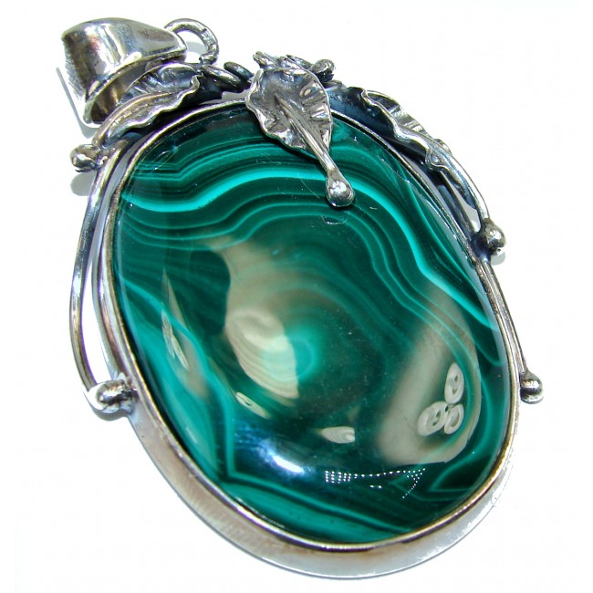 Authentic best quality Malachite HUGE .925 Sterling Silver handmade Pendant