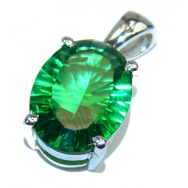 Superior quality 5.2 carat Fresh Green Helenite .925 Sterling Silver Pendant