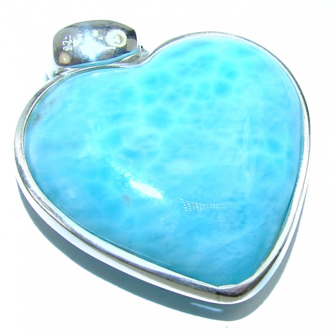 Sweet Angel's Heart amazing quality Larimar .925 Sterling Silver handmade pendant