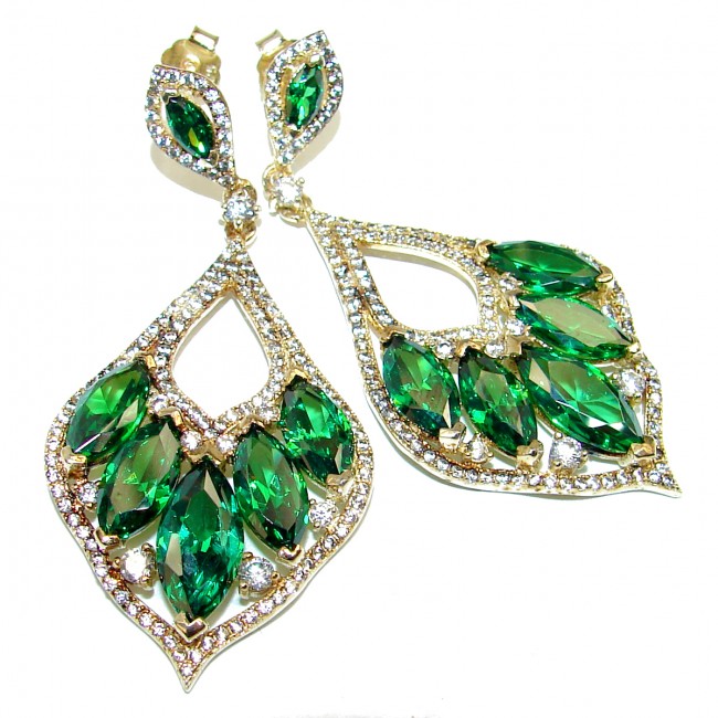 Incredible Chrome Diopside 14K White Gold over .925 Sterling Silver earrings