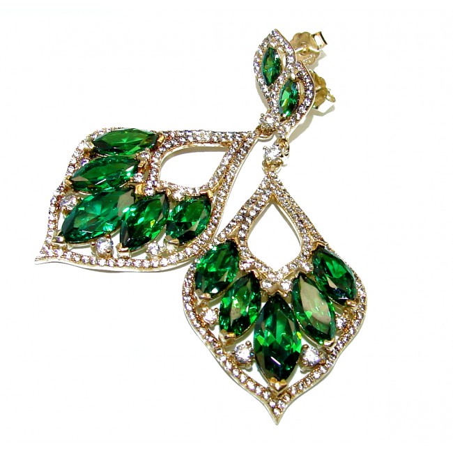 Incredible Chrome Diopside 14K White Gold over .925 Sterling Silver earrings