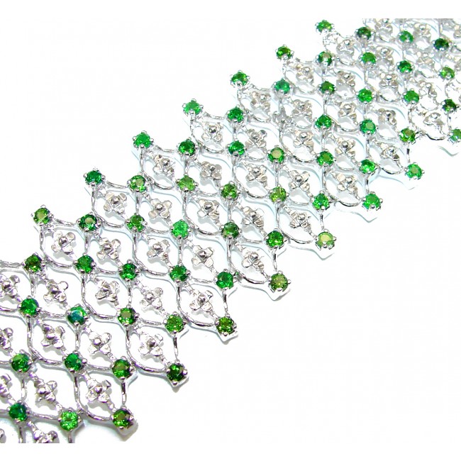 Luxury Victorian Style Authentic Emerald .925 Sterling Silver handmade Large Bracelet