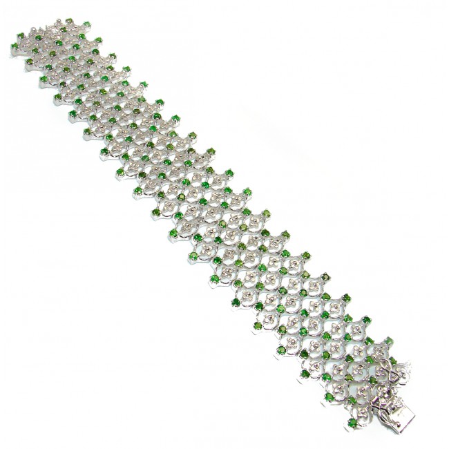 Luxury Victorian Style Authentic Emerald .925 Sterling Silver handmade Large Bracelet