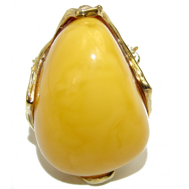 Authentic rare Butterscotch Baltic Amber 2 tones .925 Sterling Silver handcrafted ring; s. 7 adjustable
