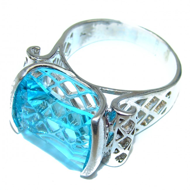 Poseidon Swiss Blue Topaz .925 Sterling Silver handmade Ring size 10 1/4