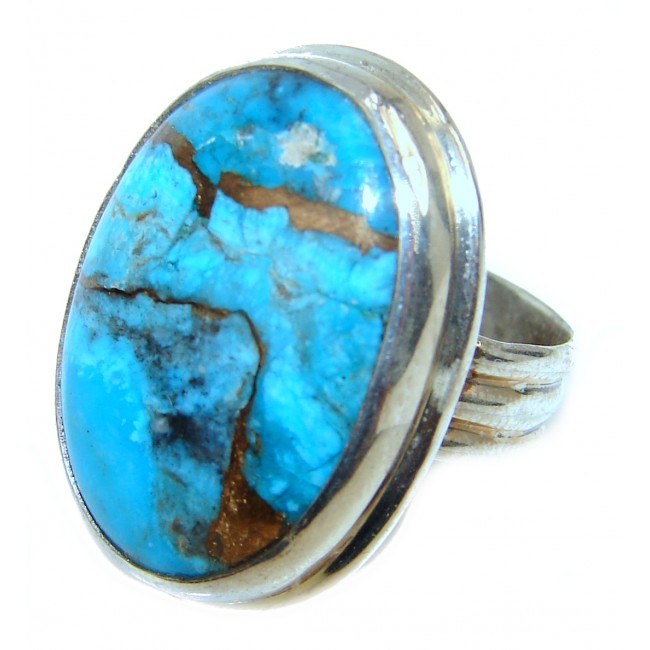 Authentic stabilized Turquoise .925 Sterling Silver ring; s. 7