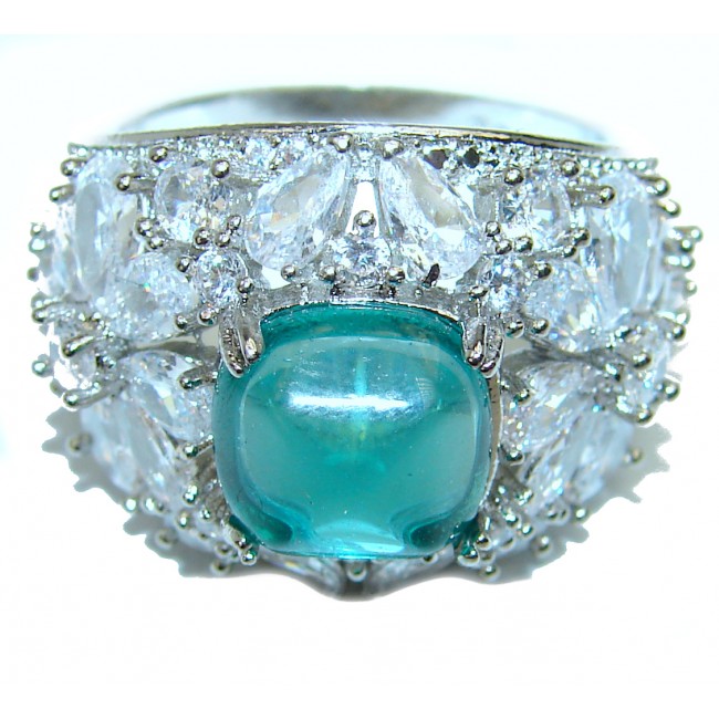 8.2 carat Paraiba Tourmaline .925 Sterling Silver handcrafted Statement Ring size 9 1/4