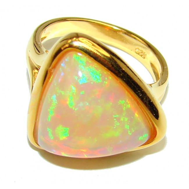 Supernova Genuine Ethiopian Opal 18K Gold over .925 Sterling Silver handmade Ring size 6