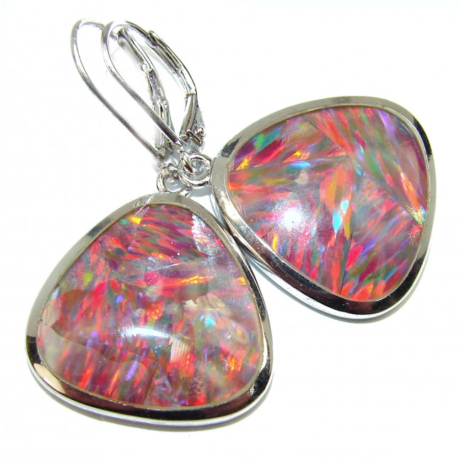 Luxury Australian Fire Opal .925 Sterling Silver handmade earrings
