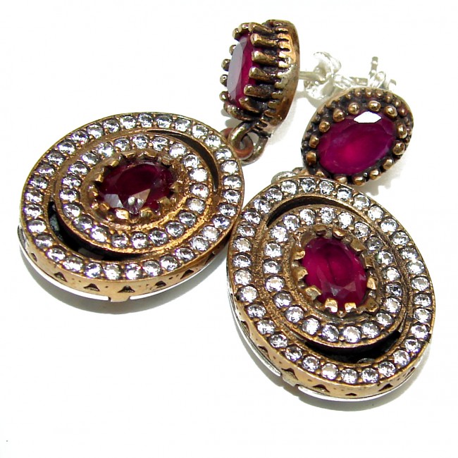 Vintage Design created Ruby .925 Sterling Silver earrings