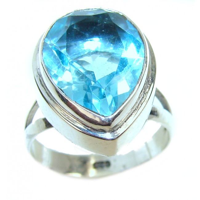 Poseidon Swiss Blue Topaz .925 Sterling Silver handmade Ring size 7 1/4