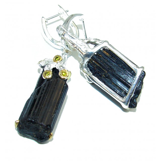 Authentic Rough Tourmaline .925 Sterling Silver handcrafted earrings