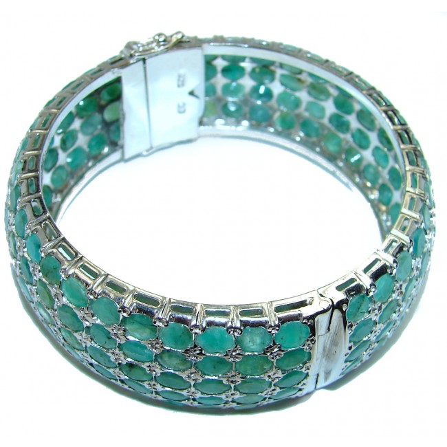 Sterling Silver Bracelet With Emerald Quartz 8 inch