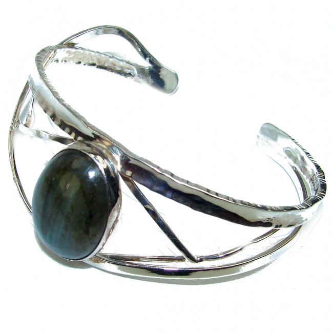 Beautiful Modern Shimmering Labradorite .925 Sterling Silver Bracelet / Cuff