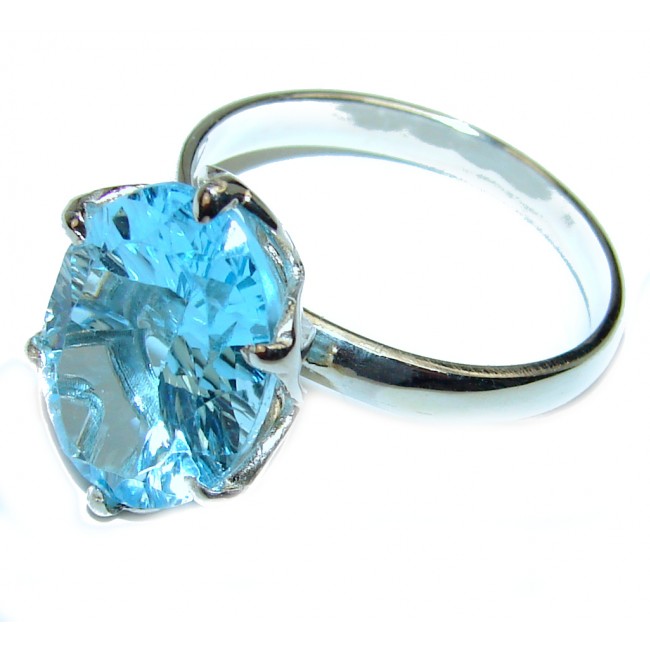 Clear Water Swiss Blue Topaz .925 Sterling Silver handmade Ring size 8