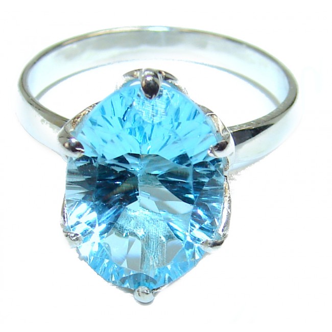 Clear Water Swiss Blue Topaz .925 Sterling Silver handmade Ring size 8