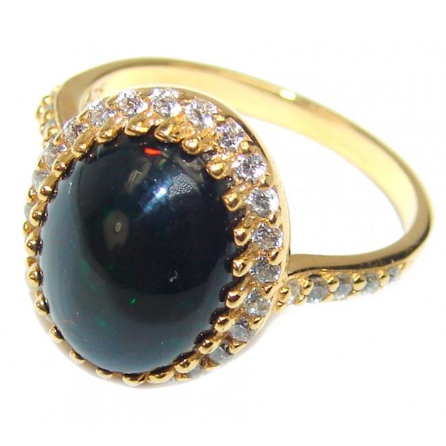 Vintage Design 10.6ctw Genuine Black Opal 18K Gold over .925 Sterling Silver handmade Ring size 8