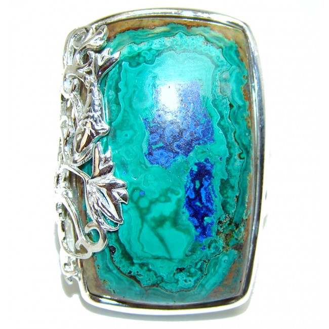 Authentic Chrysocolla .925 Sterling Silver handcrafted ring size 7 adjustable