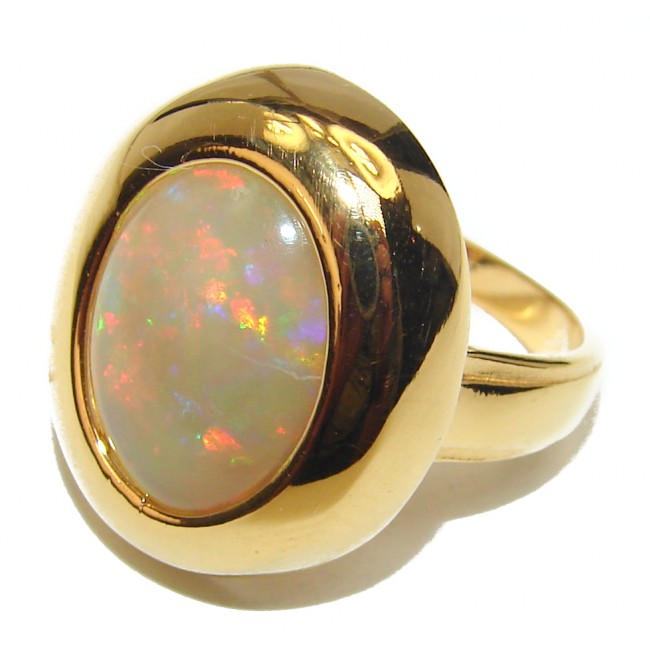 COSMIC Energy Genuine Ethiopian Opal 18K Gold over .925 Sterling Silver handmade Ring size 6 3/4