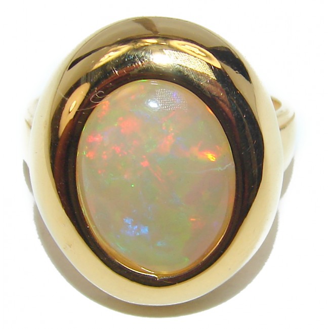 COSMIC Energy Genuine Ethiopian Opal 18K Gold over .925 Sterling Silver handmade Ring size 6 3/4
