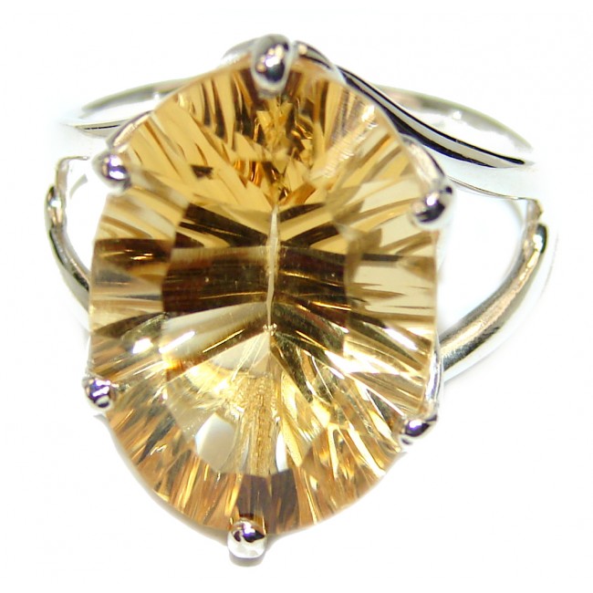 Royal Design 15.8ct Lemon Topaz .925 Sterling Silver handmade ring size 9