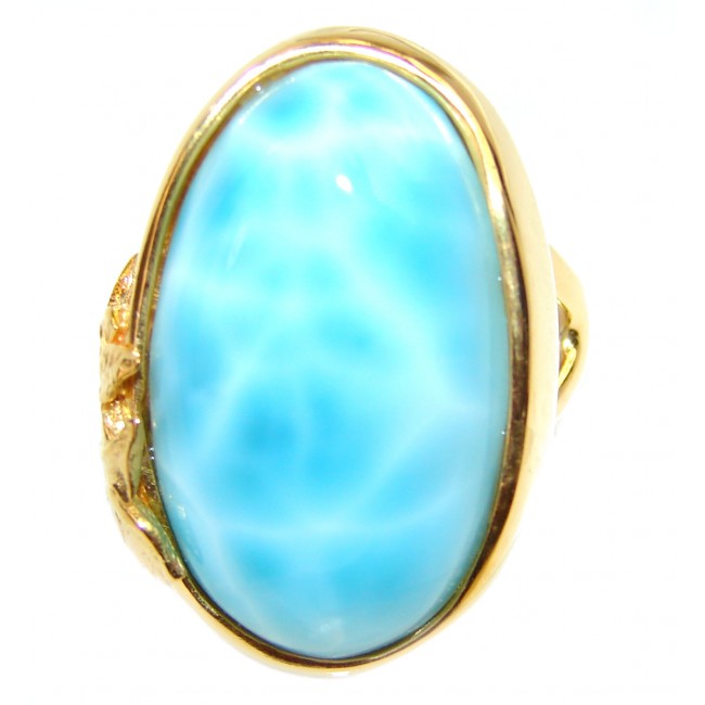 25.6 carat Larimar 18K White Gold over .925 Sterling Silver handcrafted Ring s. 7 1/2