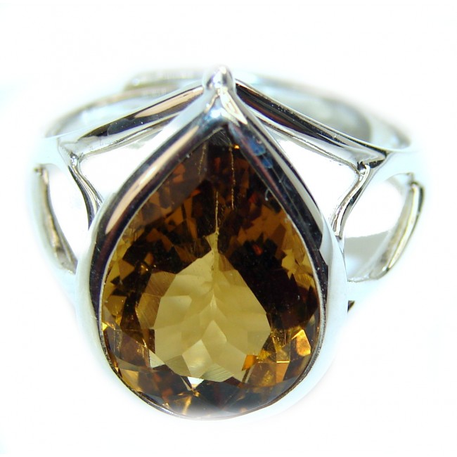 Very Bold Champagne Smoky Topaz .925 Sterling Silver Ring size 9 adjustable