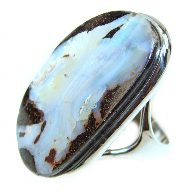 Atlantic Australian Boulder Opal .925 Sterling Silver handcrafted ring size 7 1/2