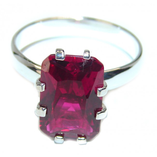 Precious Red Topaz .925 Sterling Silver Statement HUGE Ring s. 8