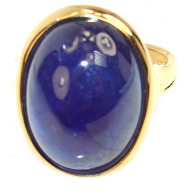 Royal quality unique Sapphire 18K Gold over .925 Sterling Silver handcrafted Ring size 8