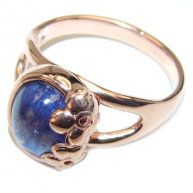 Royal quality unique Sapphire 18K Gold over .925 Sterling Silver handcrafted Ring size 6 1/4