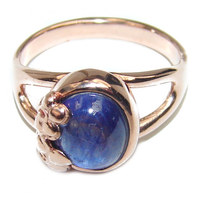 Royal quality unique Sapphire 18K Gold over .925 Sterling Silver handcrafted Ring size 6 1/4