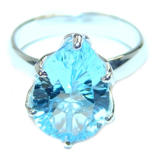 Clear Water Swiss Blue Topaz .925 Sterling Silver handmade Ring size 4 3/4