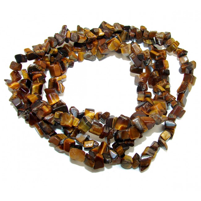 Rare Unusual Natural Tigers Eye Beads Strand Necklace