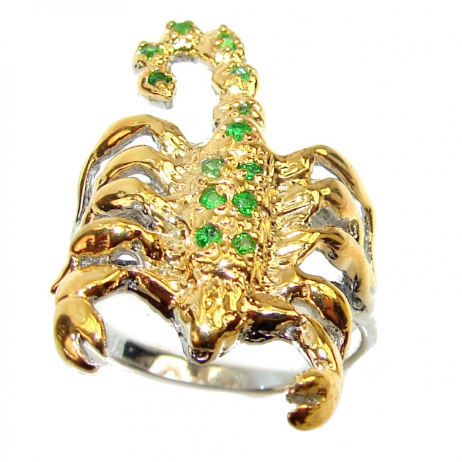 Scorpio Authentic Emerald 14k Gold over .925 Sterling Silver Statement ring size 8 1/4