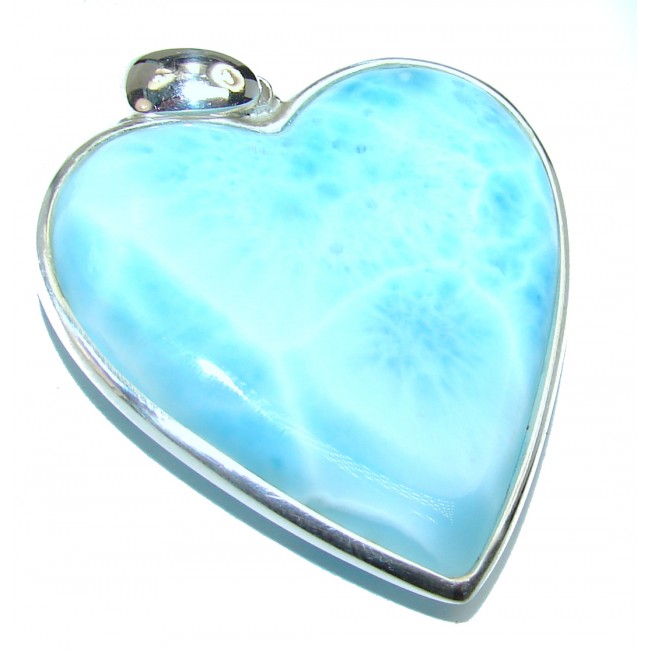 Sweet Angel's Heart amazing quality Larimar .925 Sterling Silver handmade pendant