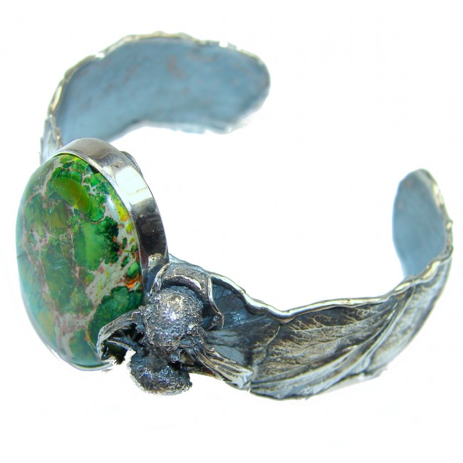 Resting Bee Sea Sediment Jasper Sterling Silver handcrafted Bracelet