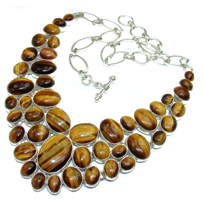Natural Beauty AAAA QUALITY Brown Tigers Eye Sterling Silver necklace