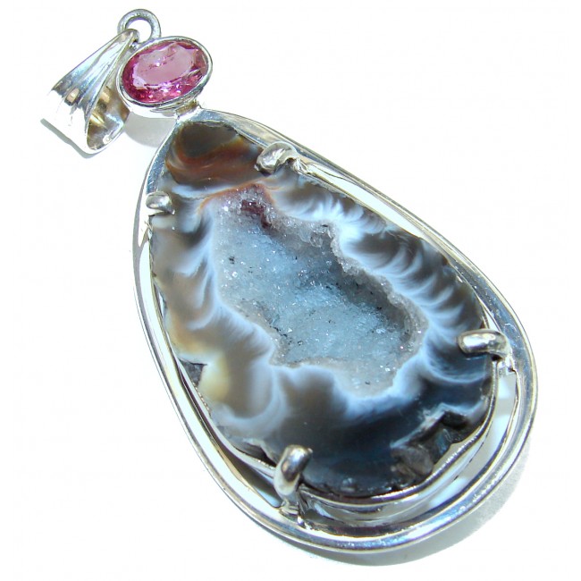 Unique Beauty Agate Druzy .925 Sterling Silver handcrafted Pendant