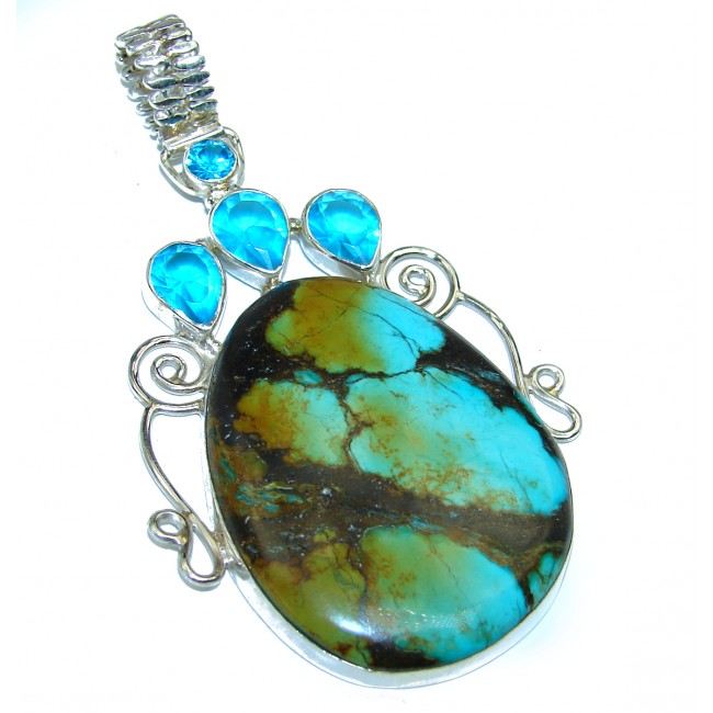 Spectacular Turquoise .925 Sterling Silver handmade pendant